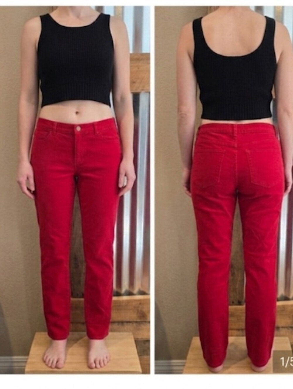 New Wagon Red Straight Jeans Sz 8 Chaps Slimming Fit